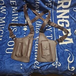 Men's Brown Faux Leather Crossbody Harness Bag